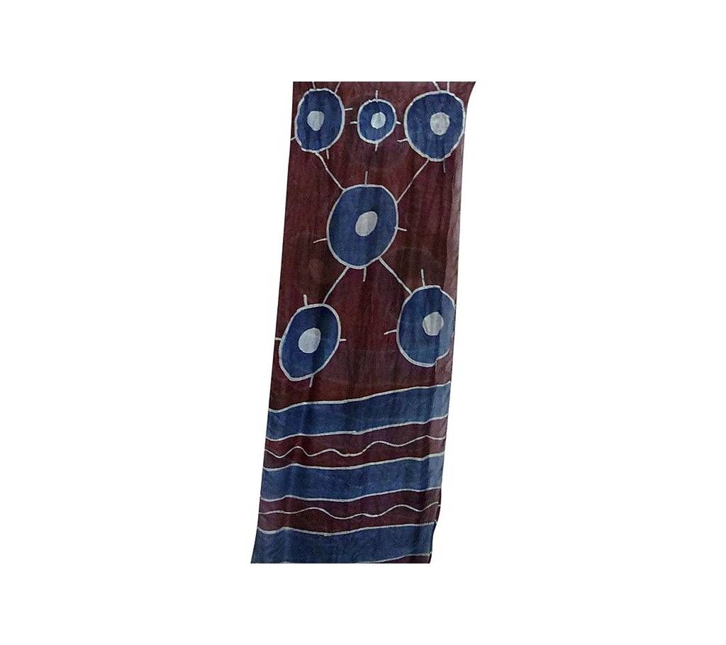 Artefact Coffee and Blue Silk Scarf For Women
