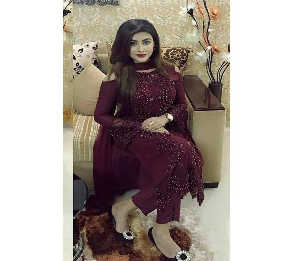 Unstitched Georgette with embroidery work salwar kameez  suit saniya 021
