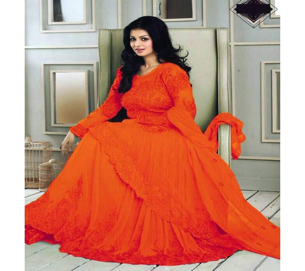 Georgette Semi Stitched Gown - Orange
