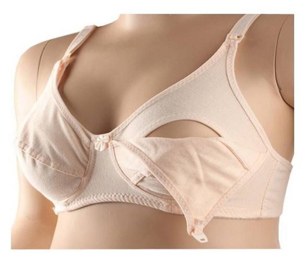 Off White Cotton Breast Feeding Bra for Women