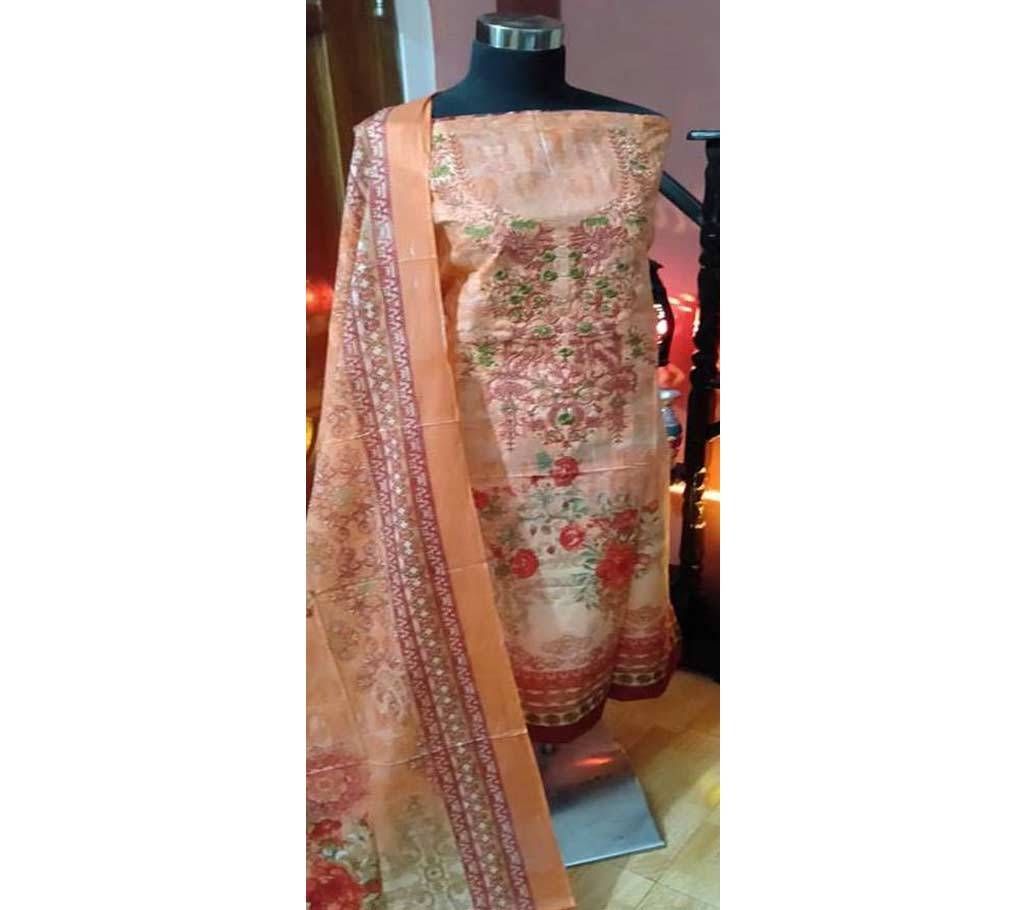 Unstitched Organdy Three piece