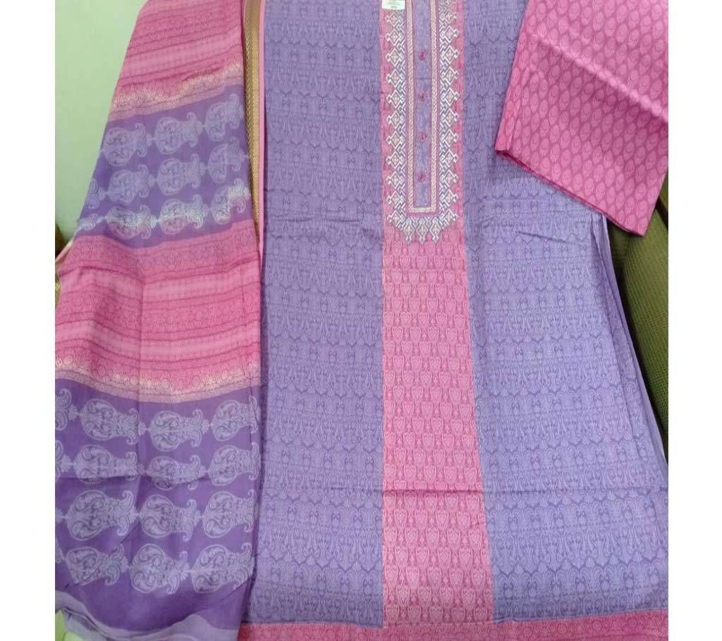 un stitched joypuri cotton three piece 