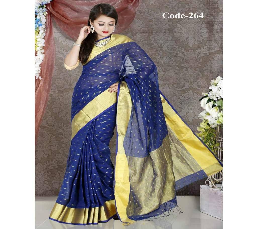 Blue & Golden Guti Cotton Sharee