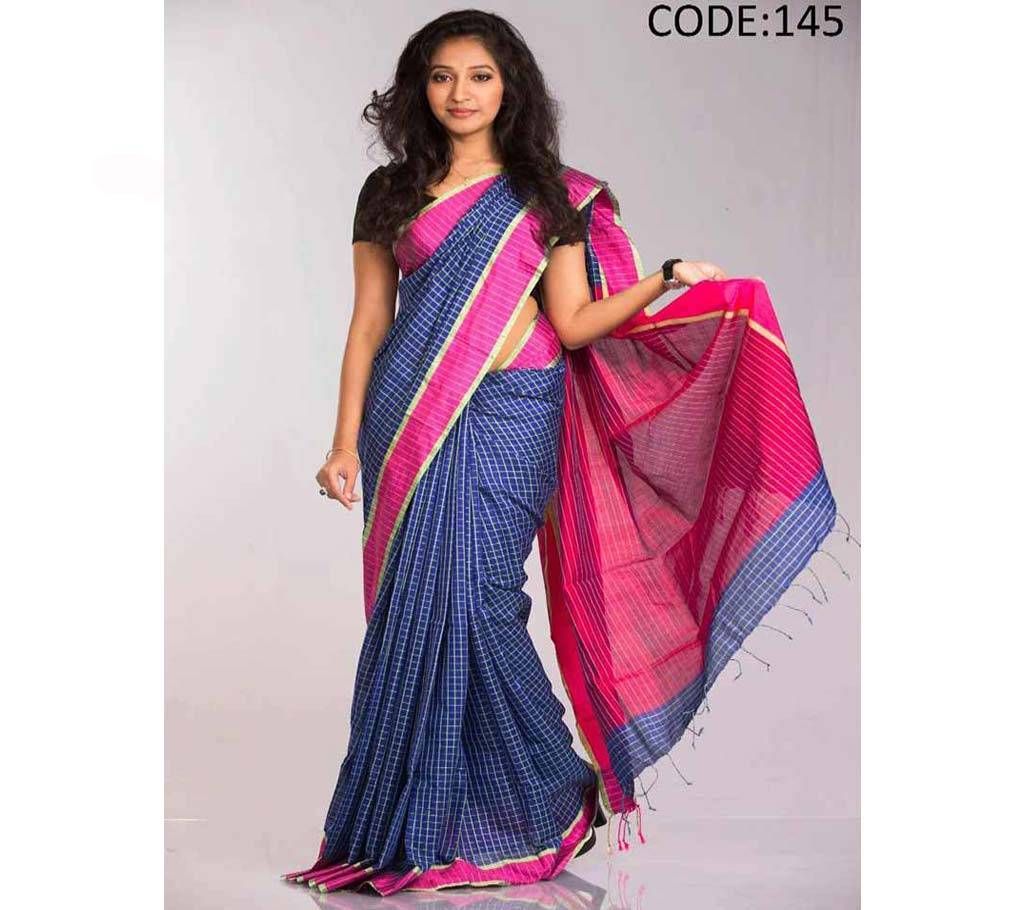 Blue & Pink Soft Half Silk Sharee