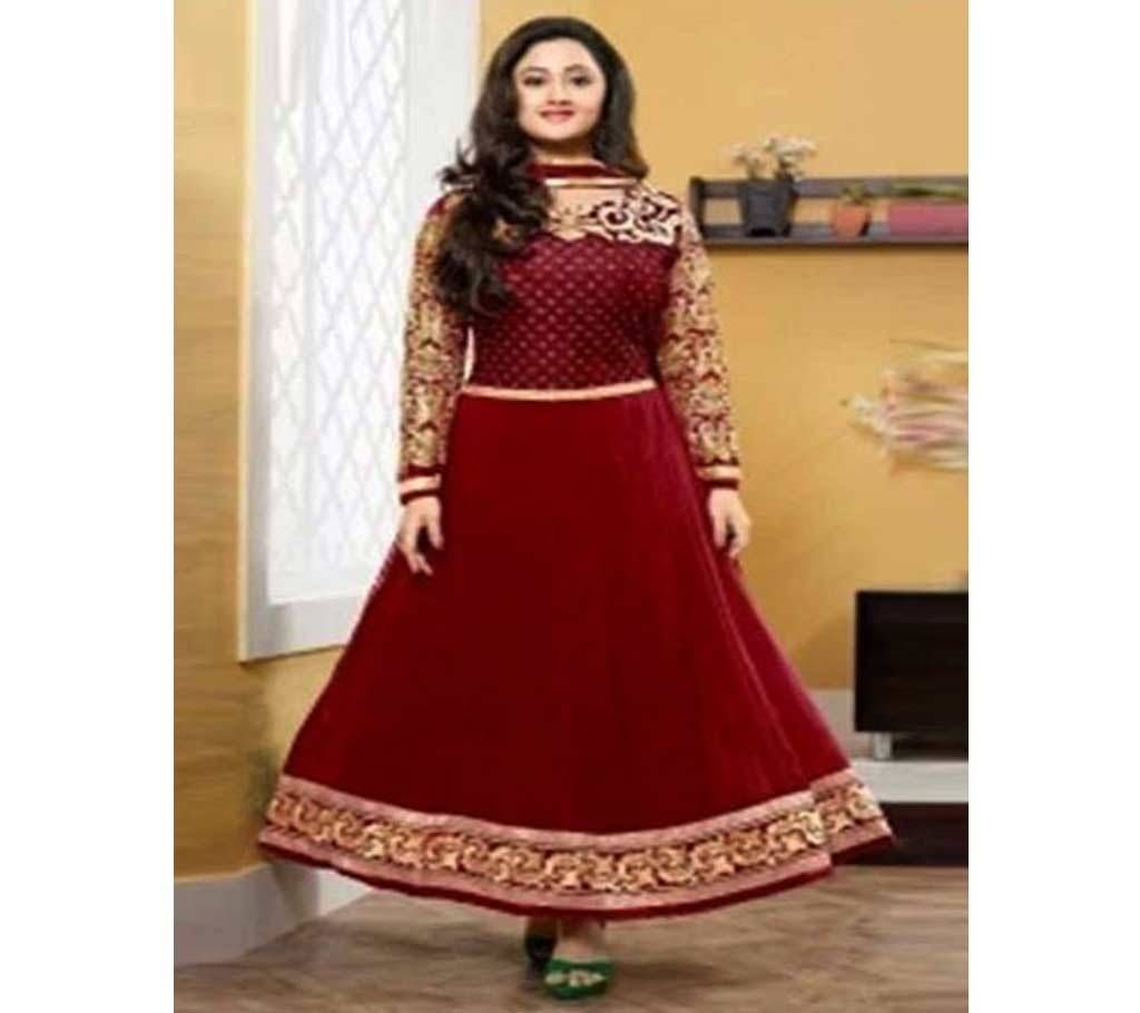 Maroon Unstitched Cotton Block Printed Shalwar Kameez (Copy)