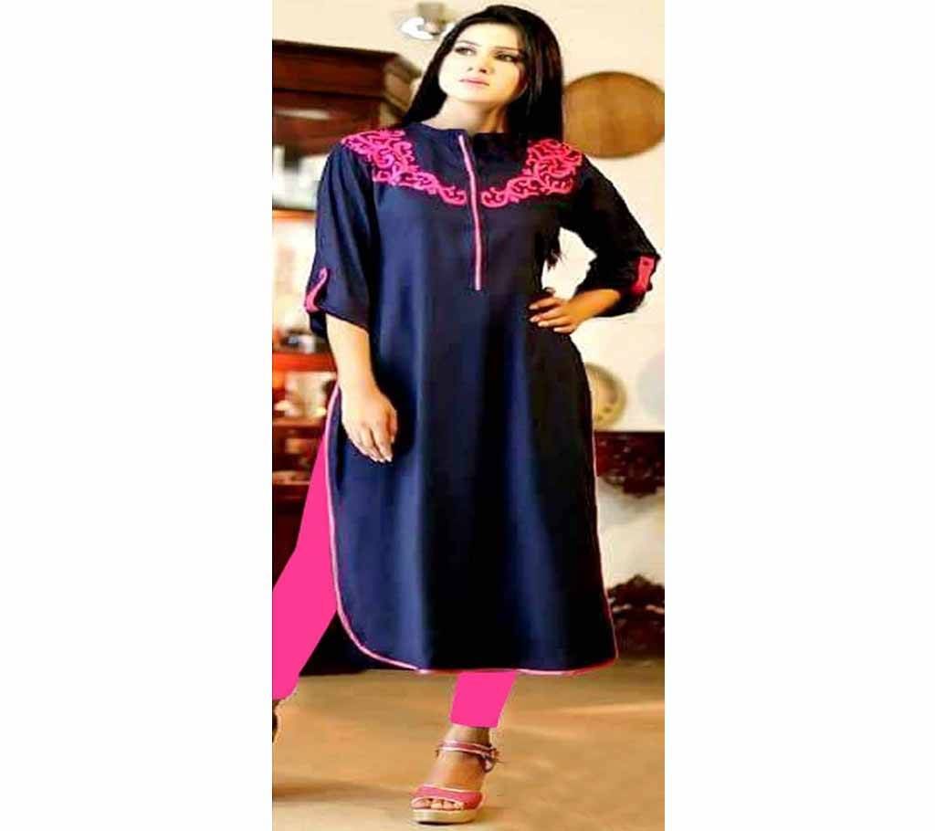 Midnight Blue Cotton Unstitched Block Printed Salwar Kameez For Women (Copy)
