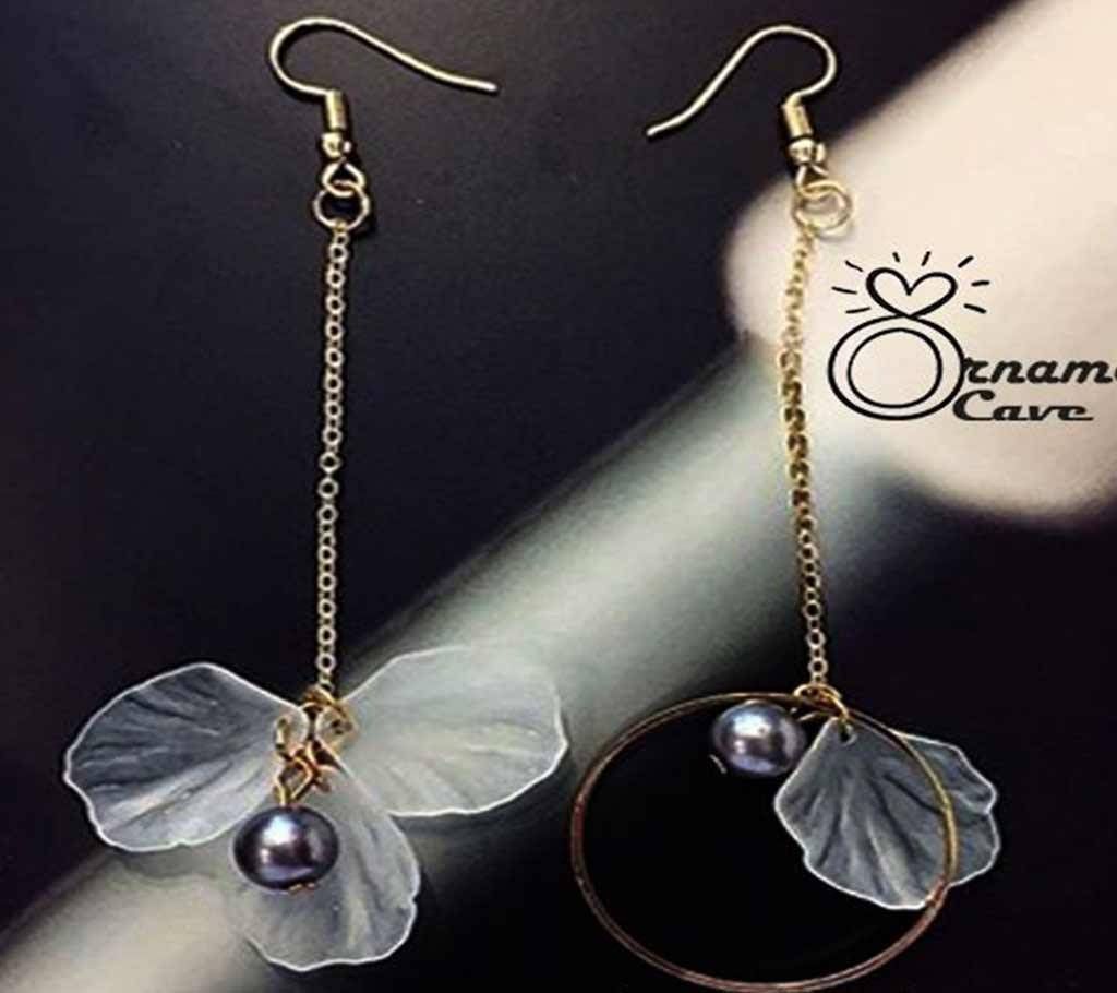 Flower Long Drop Tassel Asymmetric Hook Earrings