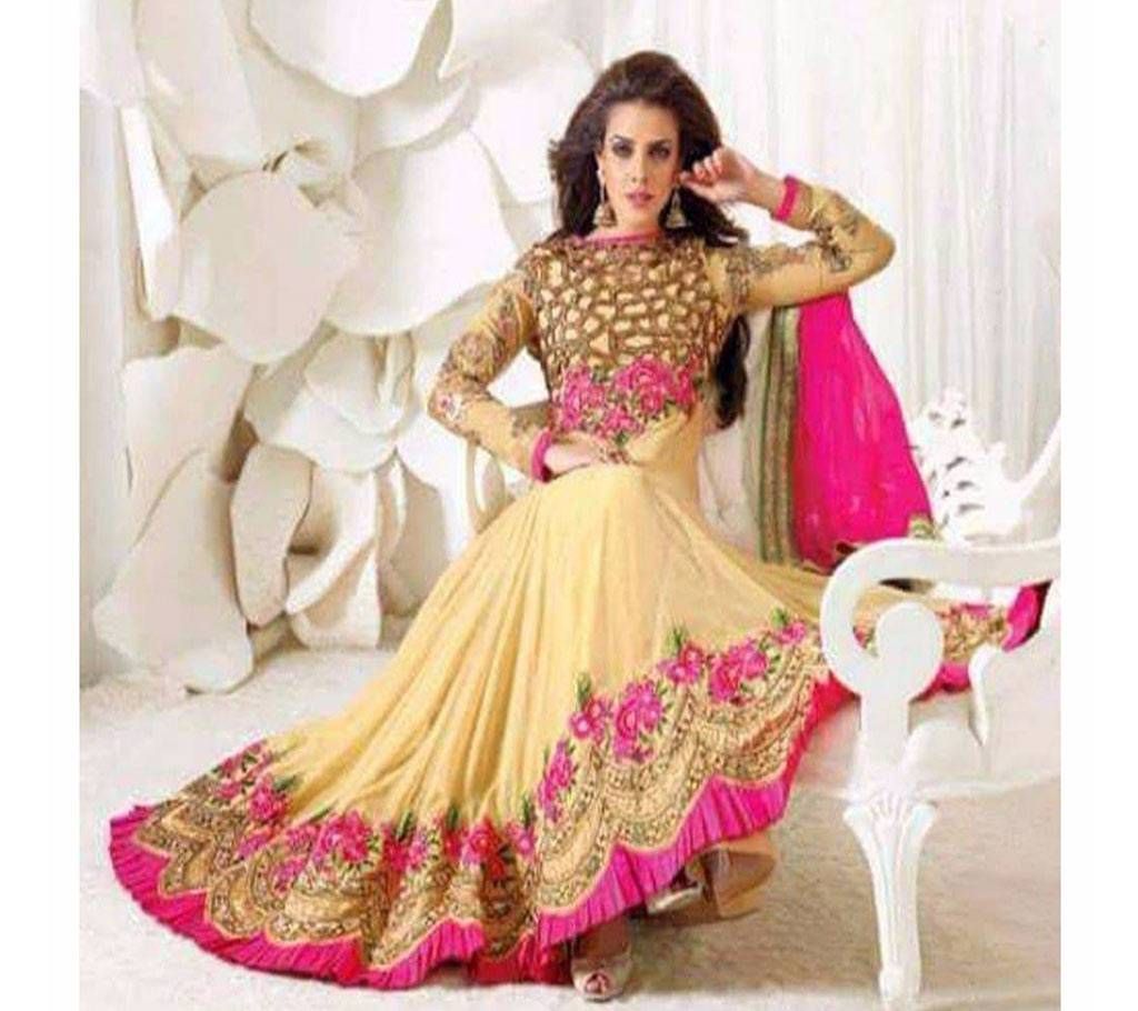 Semi stitched Georgette Long Three Piece 