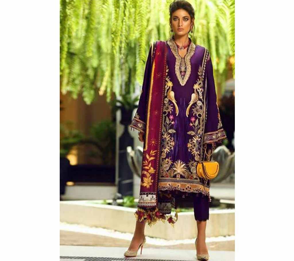 Unstitched Gorgeous Embroidery Slik three piece