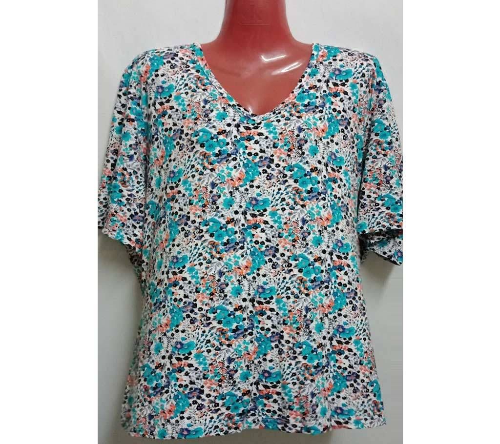 Ladies All Over Printed Fancy Branded T-Shirt White paste orange