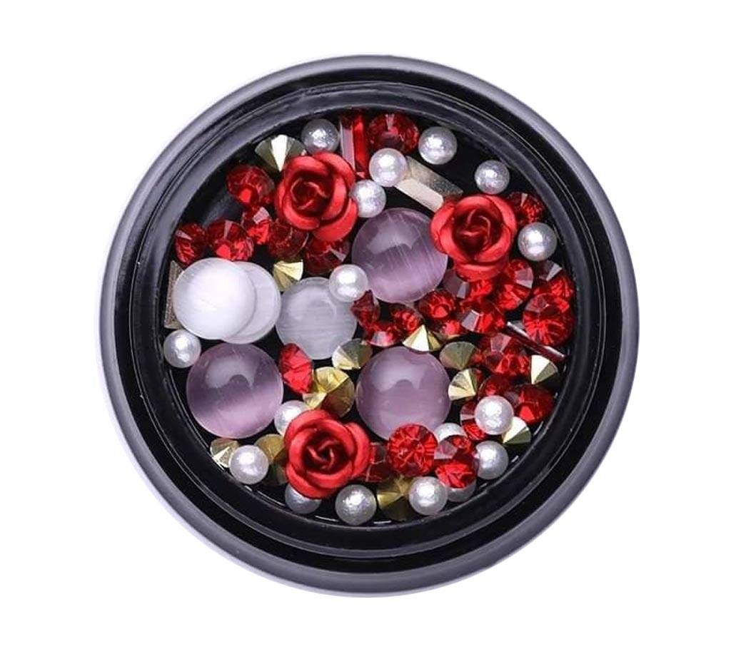 Nail Art Decoration Rose Rhinestones (RED)