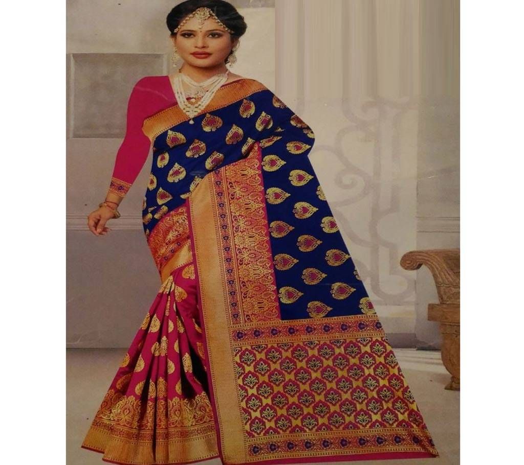 Indian Soft Silk Katan Sharee 2 Pcs
