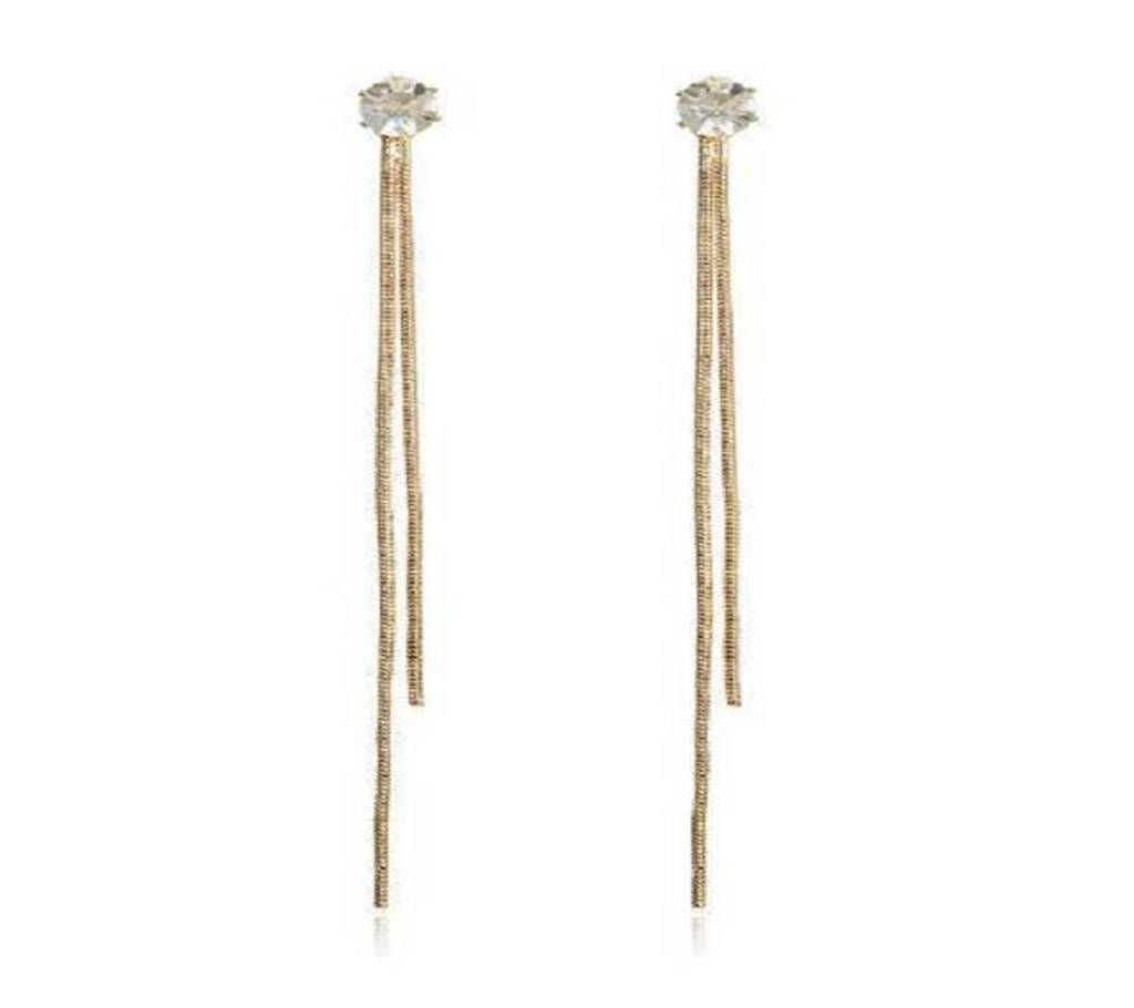 New Gold Color Long Crystal Tassel Dangle Earrings for Women Wedding Drop Earing Fashion Jewelry Gifts