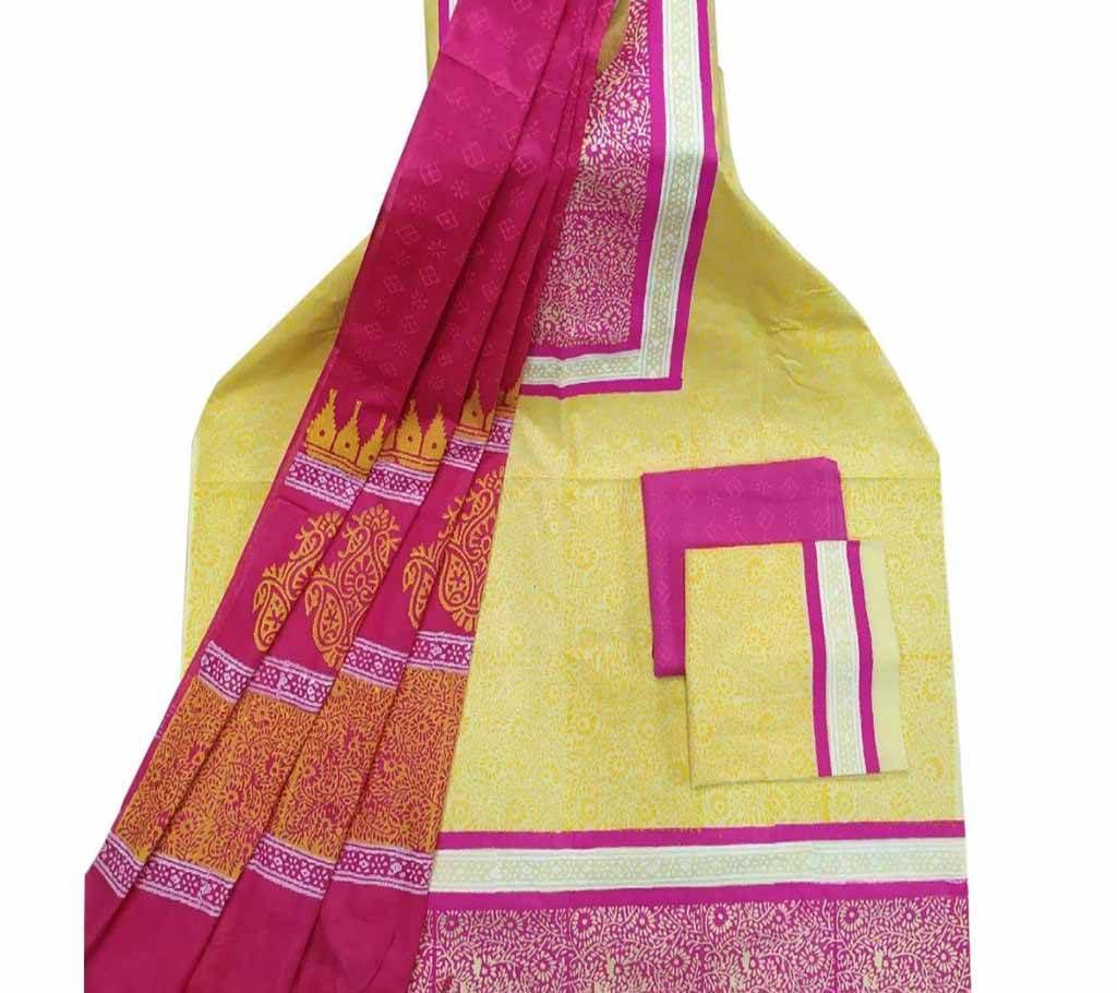 Unstitched Block Printed Cotton Salwar kameez st-7