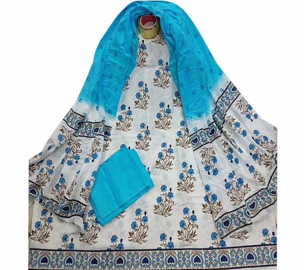 Unstitched skin printed cotton salwar kameez ST-83