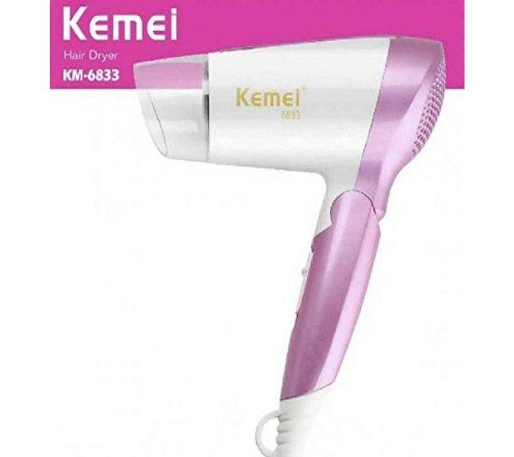 Kemei KM - 6833 Electric Folding Mini Travel Hair Blow Dryer - PURPLE EU PLUG