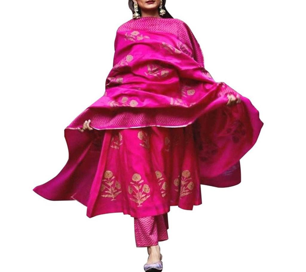  Magenda Block Printed Salwar Kameez For Women-free size