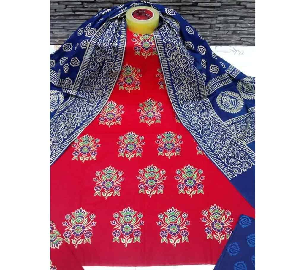 Deshi Cotton Unstitched Screen Printed 3Pcs - C51 - MHG