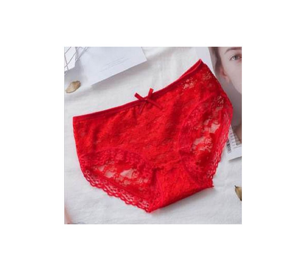 Ladies Panties Lace Seamless transparent mesh low waist sexy hot female triangle underwear red