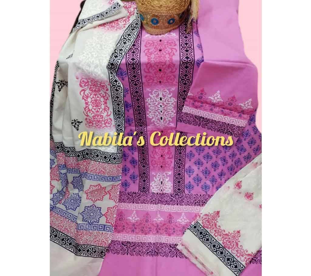 Unstitched Block Printed Three-Piece 02