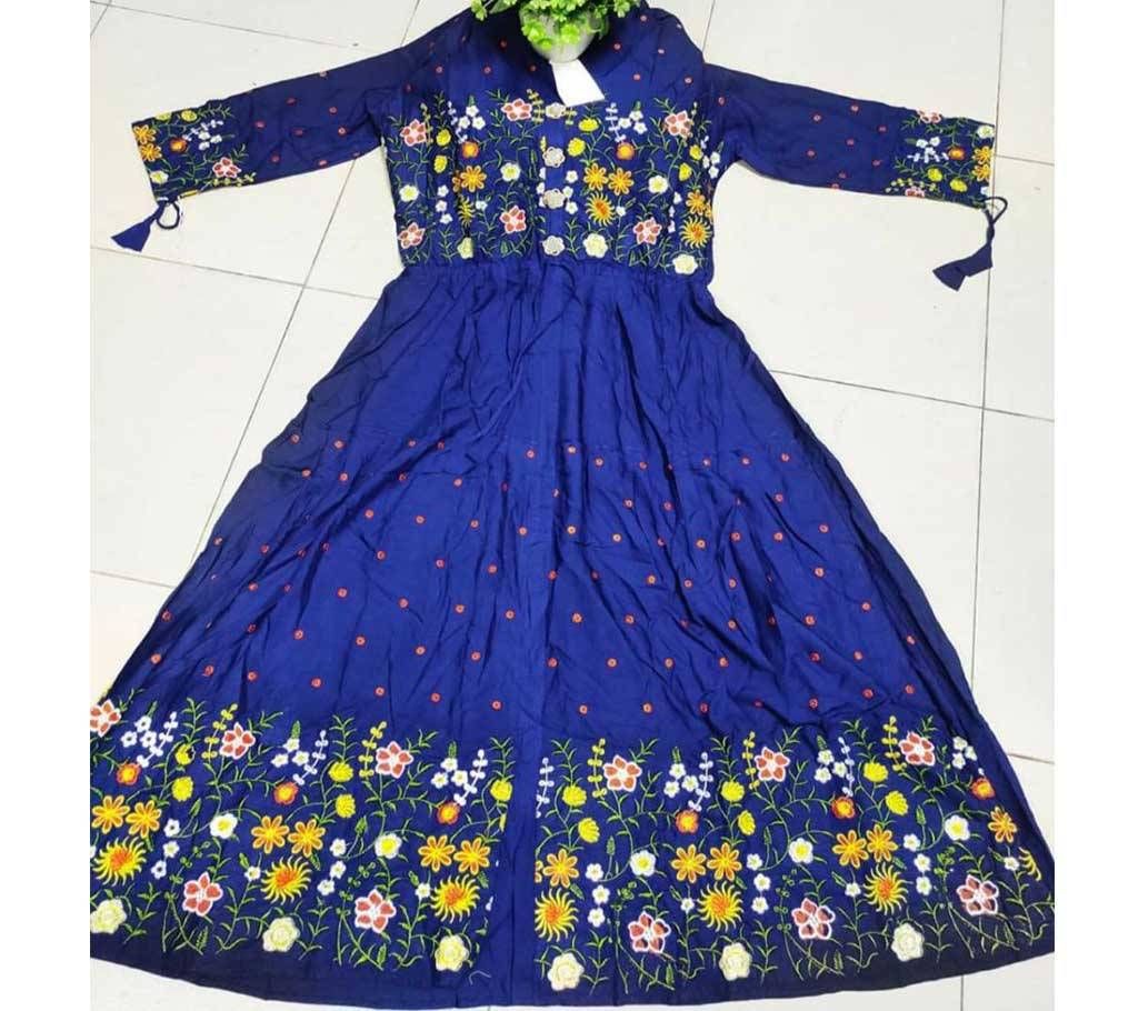 Blue printed Cotton ladies kurti