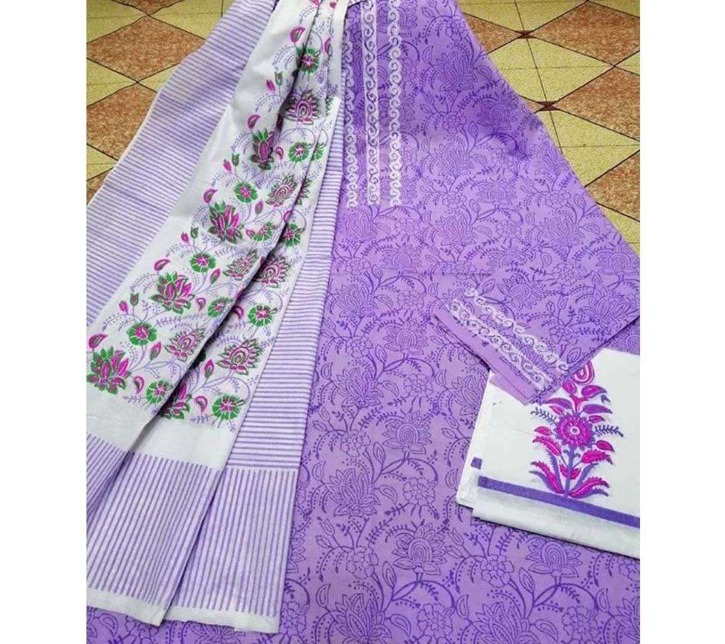 Unstitched Blocked Cotton 3Pcs - 064 - SLF