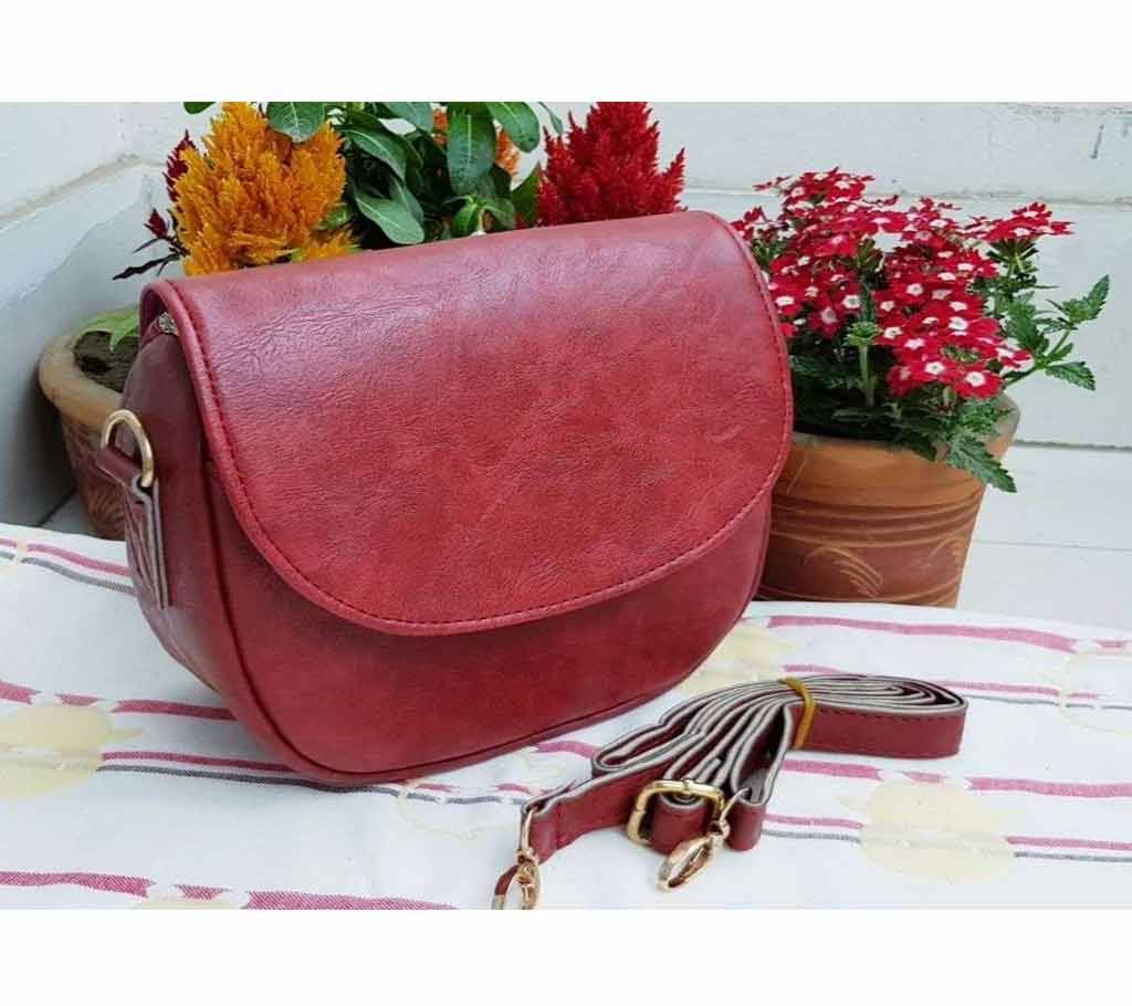 Artificial Leather Cross Body Bag -Red