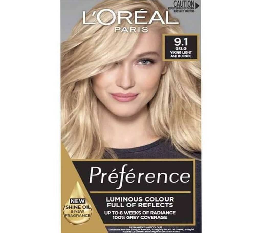   LOreal paris 9.1 Oslo viking light ash Blonde color-8.22 Oz-France