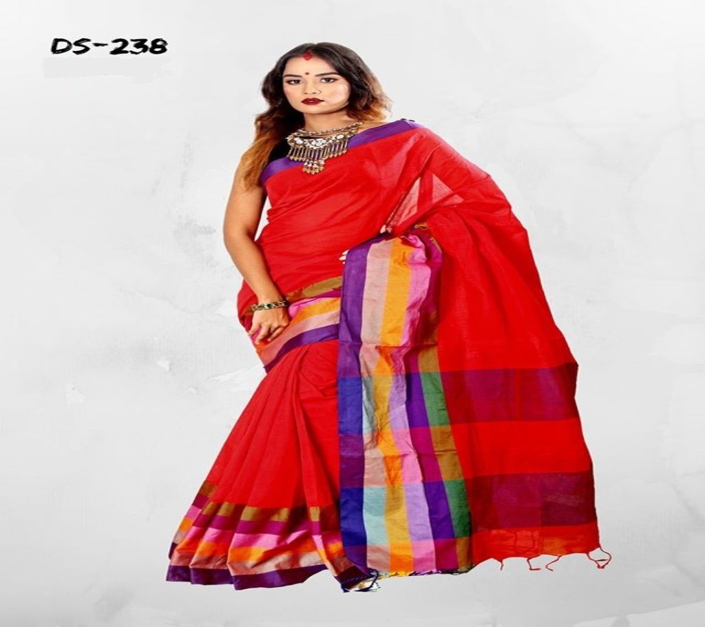 Multicolour Tat Saree with Blouse Piece for Women-22