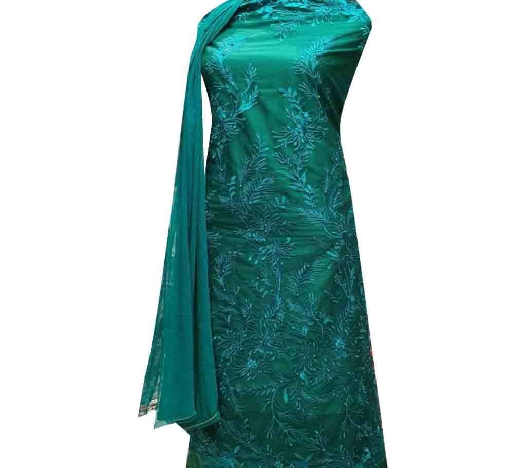 High Fabric Embroidered Cotton Net Unstitched 3 Piece(With inner)-N9