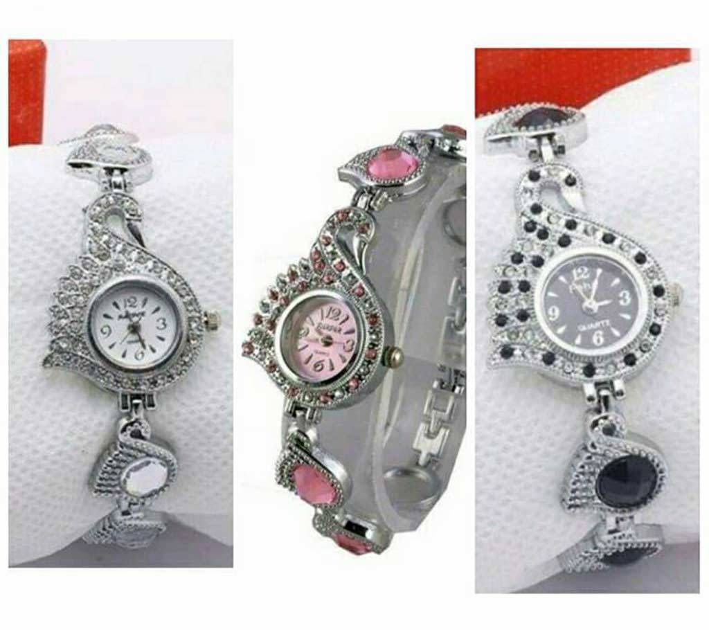 Feather PEACOCK PRIDE Ladies Wrist Watch - 3 Piece