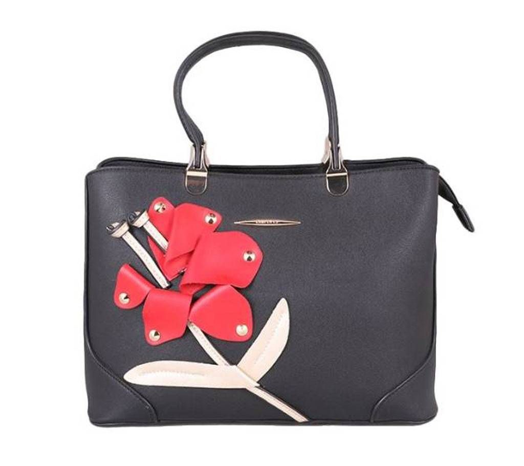 Black and Red Artificial Leather Shoulder Bag For Women