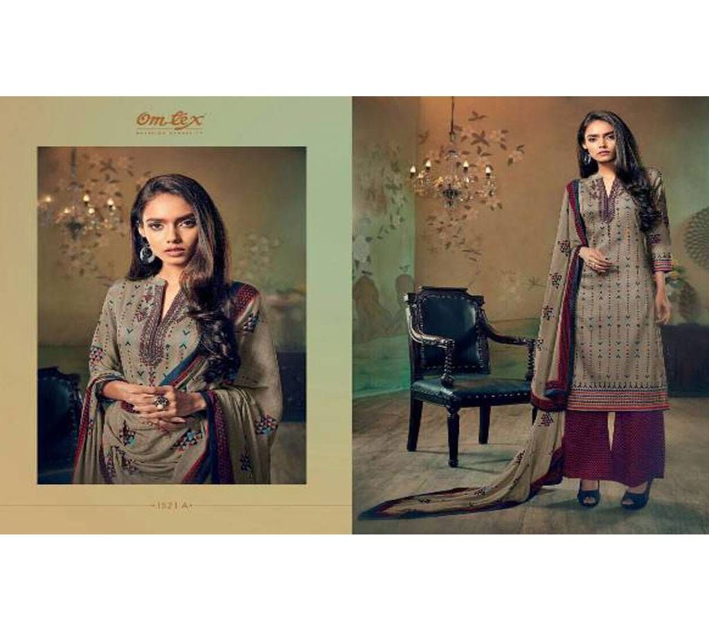 OM TEX Unstitched Cotton Three Piece Dress