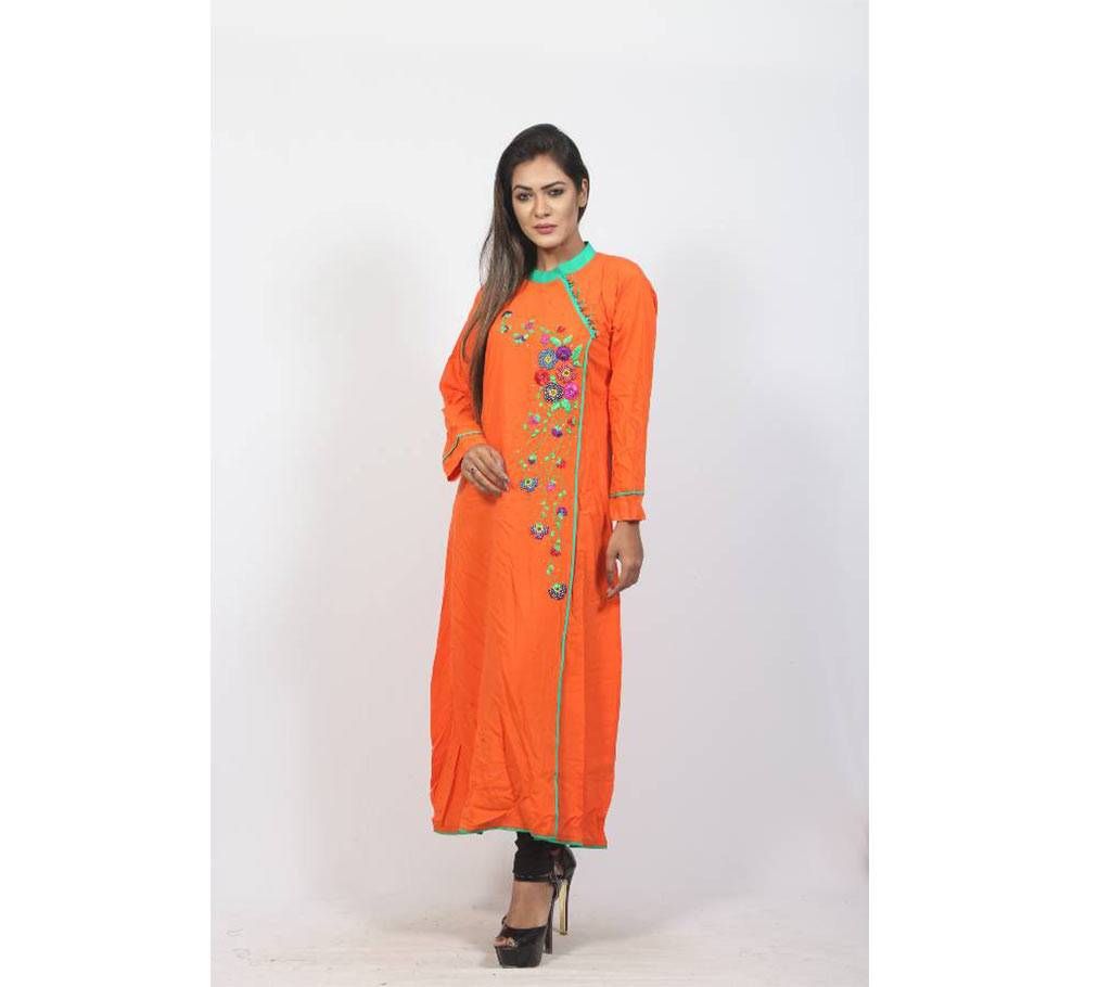 Orange Linen Kurti For Women