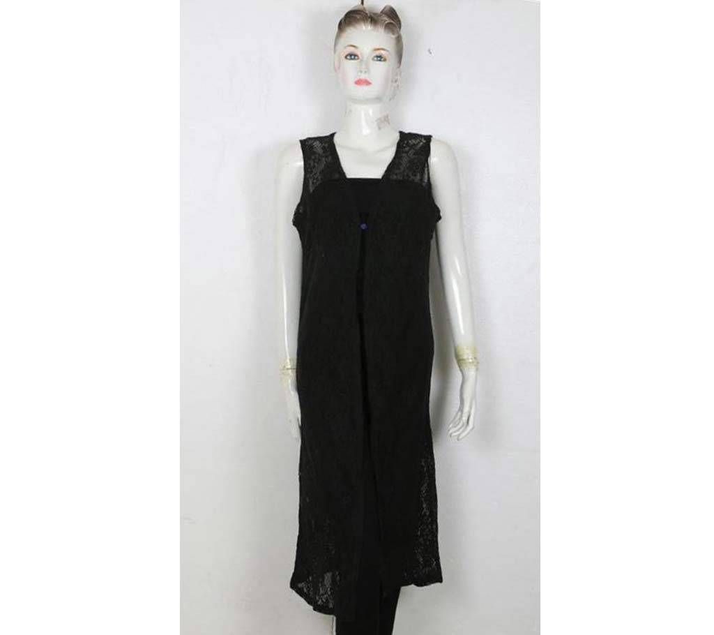 Stitched Cotton Long Sleeveless Kurti