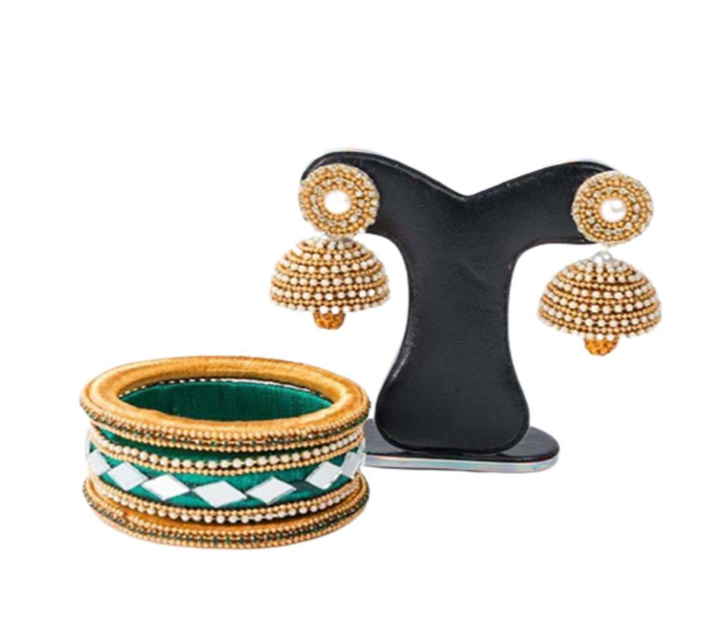 Multi Color Silk Thread Earring & Bangles
