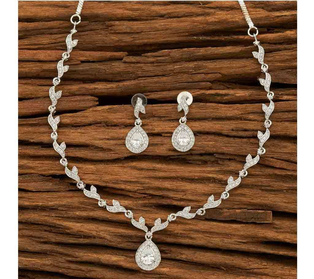 CZ AMERICAN DIAMOND DESIGNER NECKLACE SET 56443 (by Pink Point - KJ56443)