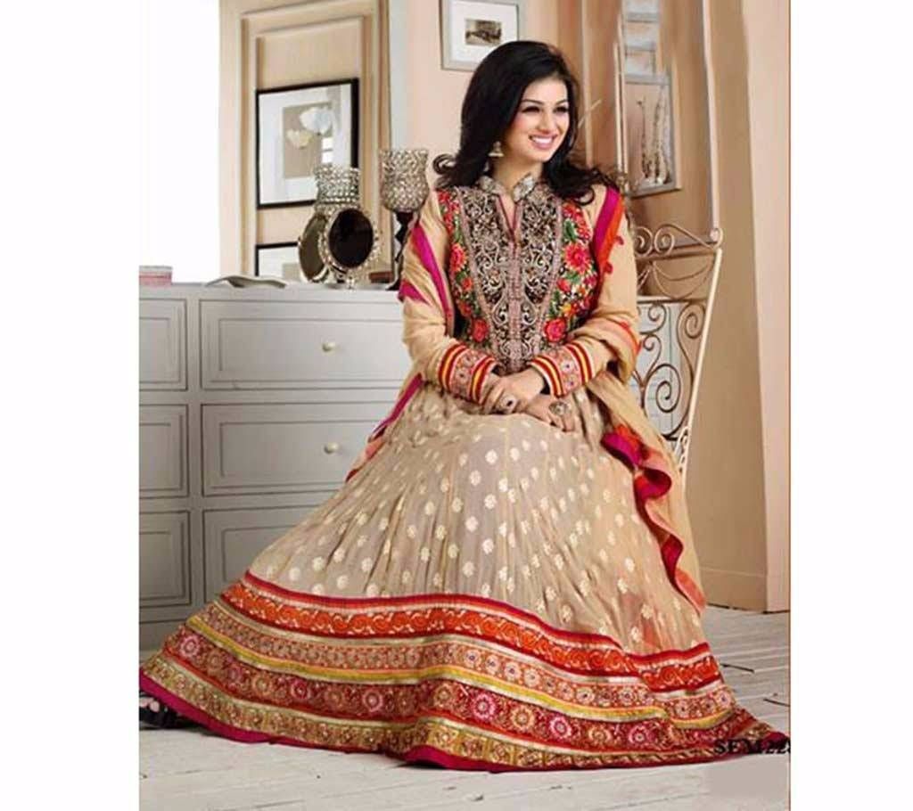Semi-stitched Georgette Embroidery Long Dress