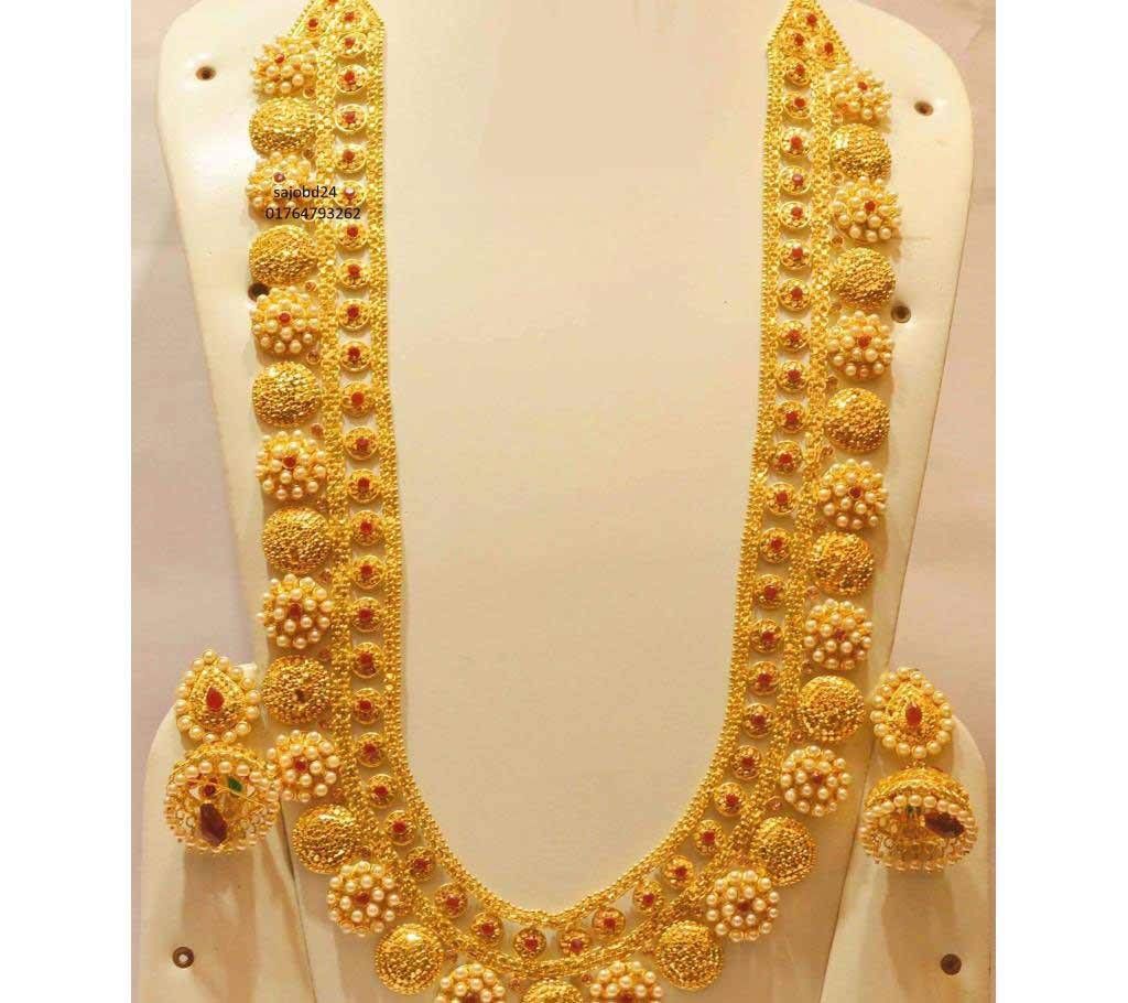 Indian Metal Golden Necklace and Earrings