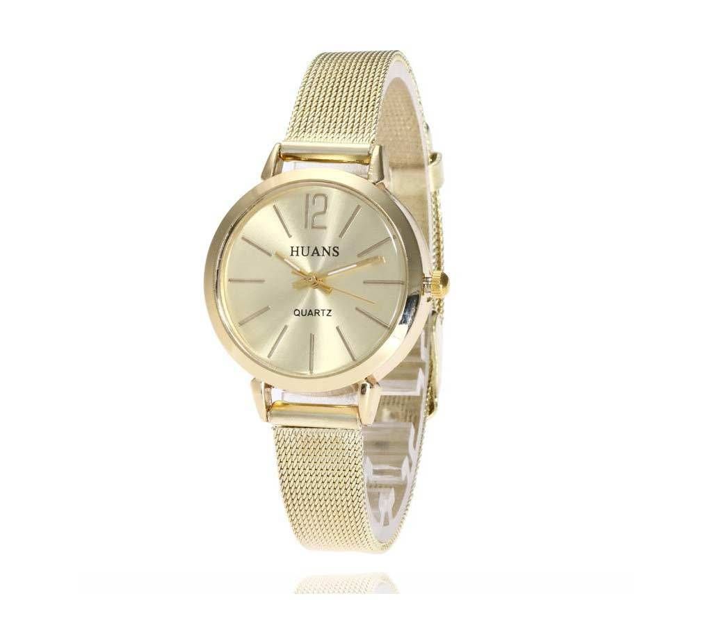 Golden Alloy Stainless Steel Analogue Watch for Women