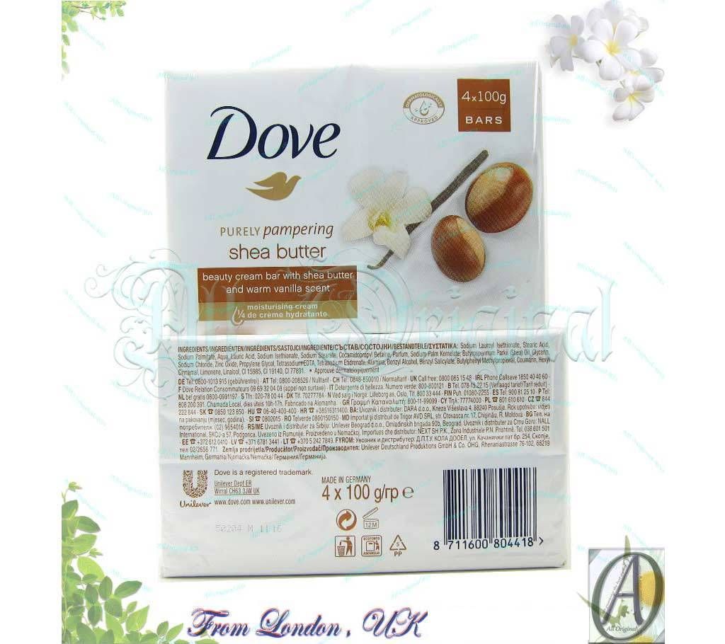 Dove Shea Butter Beauty Bar (100gX4) Pack (Germany)