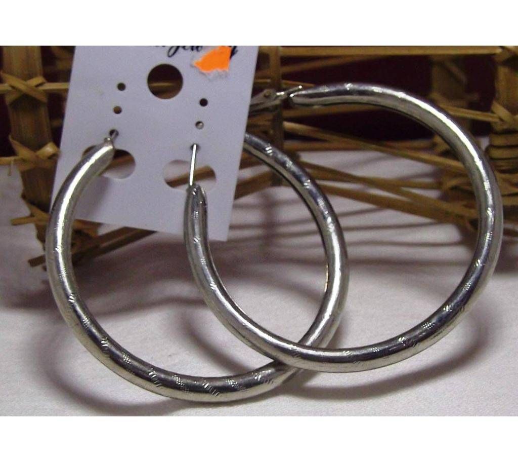 Silver Color Metal Round Earring