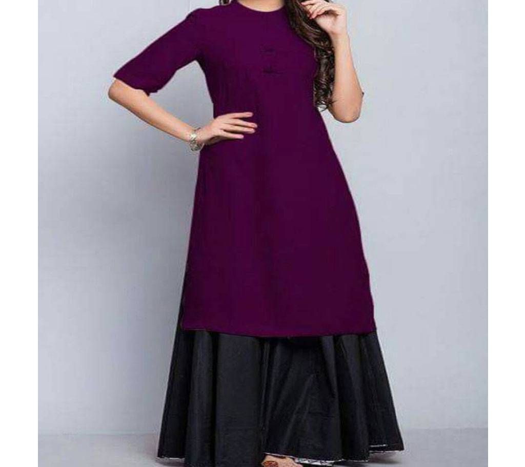 Stiched Buttersilk Kurti & Skirt
