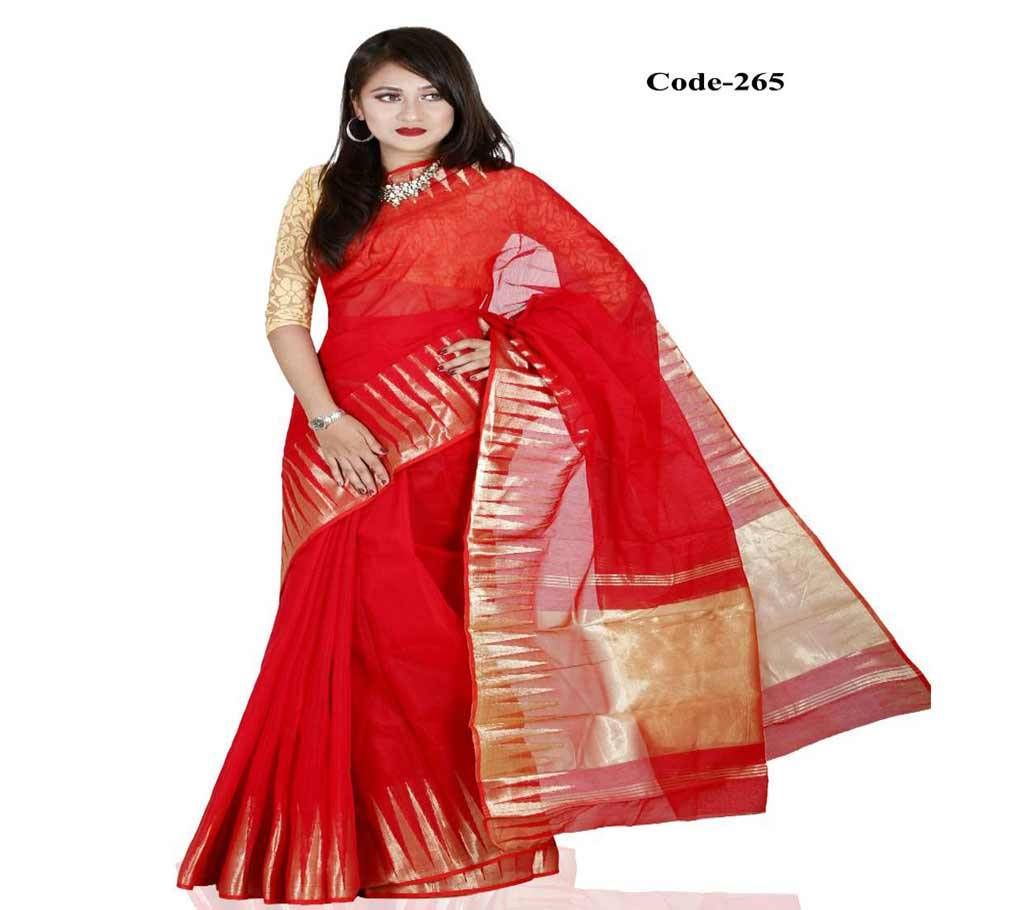 Red & Golden Half Silk Sharee