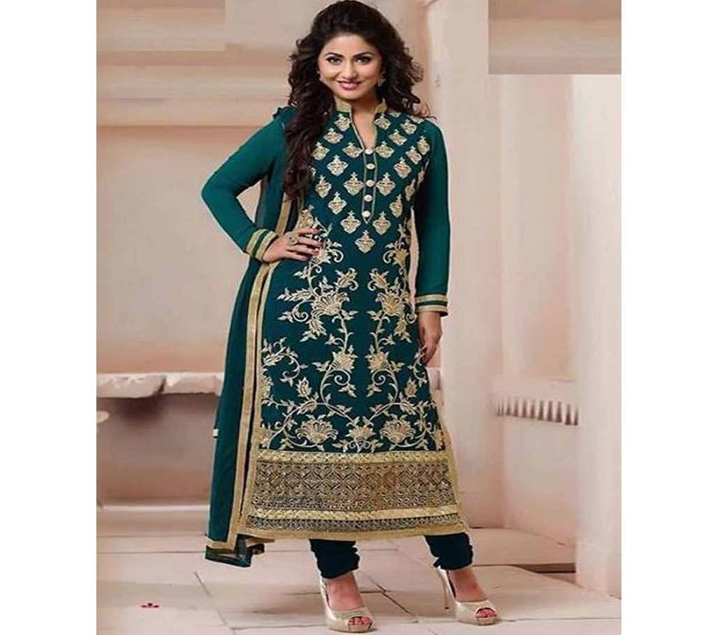 Dark Green Unstitched Cotton Block Printed Shalwar Kameez (Copy)
