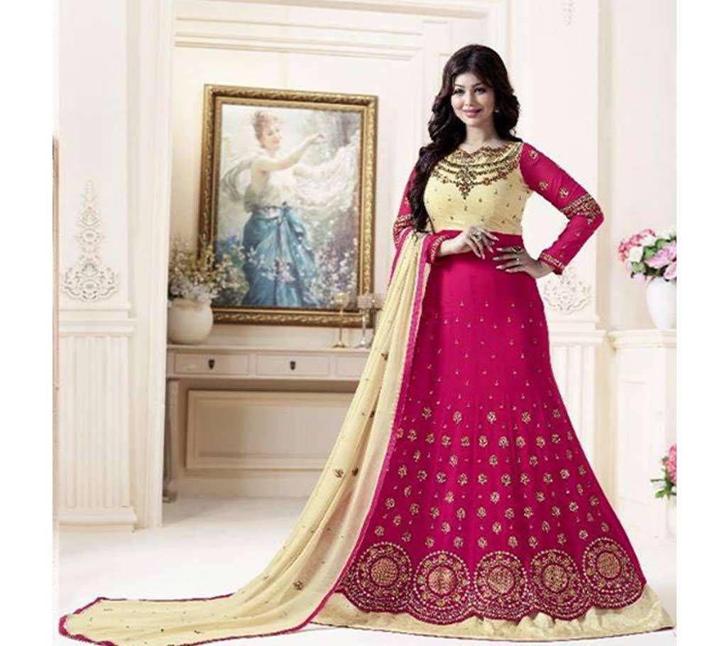Unstitched Pink and peach georgette salwar suit (Replica)
