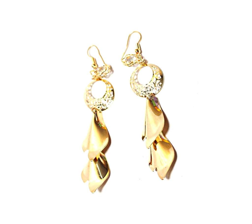 Gold Color Natural Leaf Drop Dangle Statement Earrings for Women Jewelry