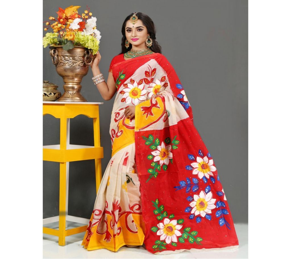 Hand Printed Quota Cotton Sharee