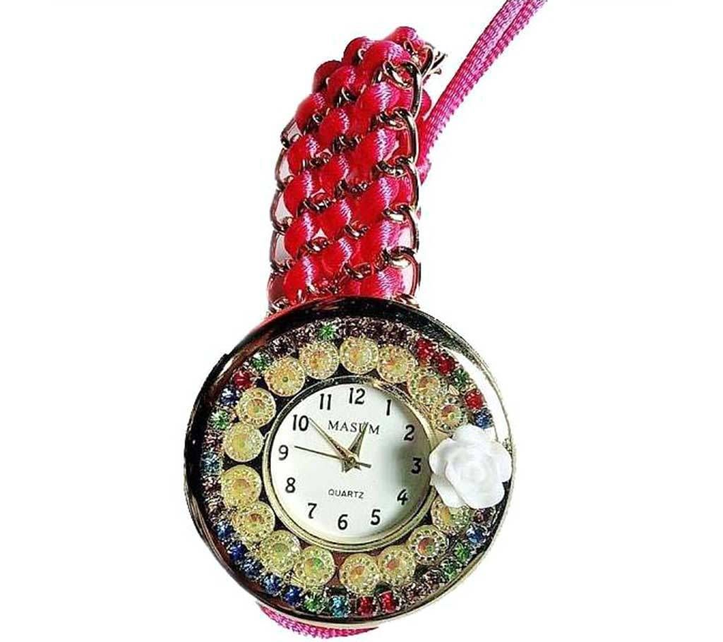 Ladies Bracelet Type Wrist Watch - Red