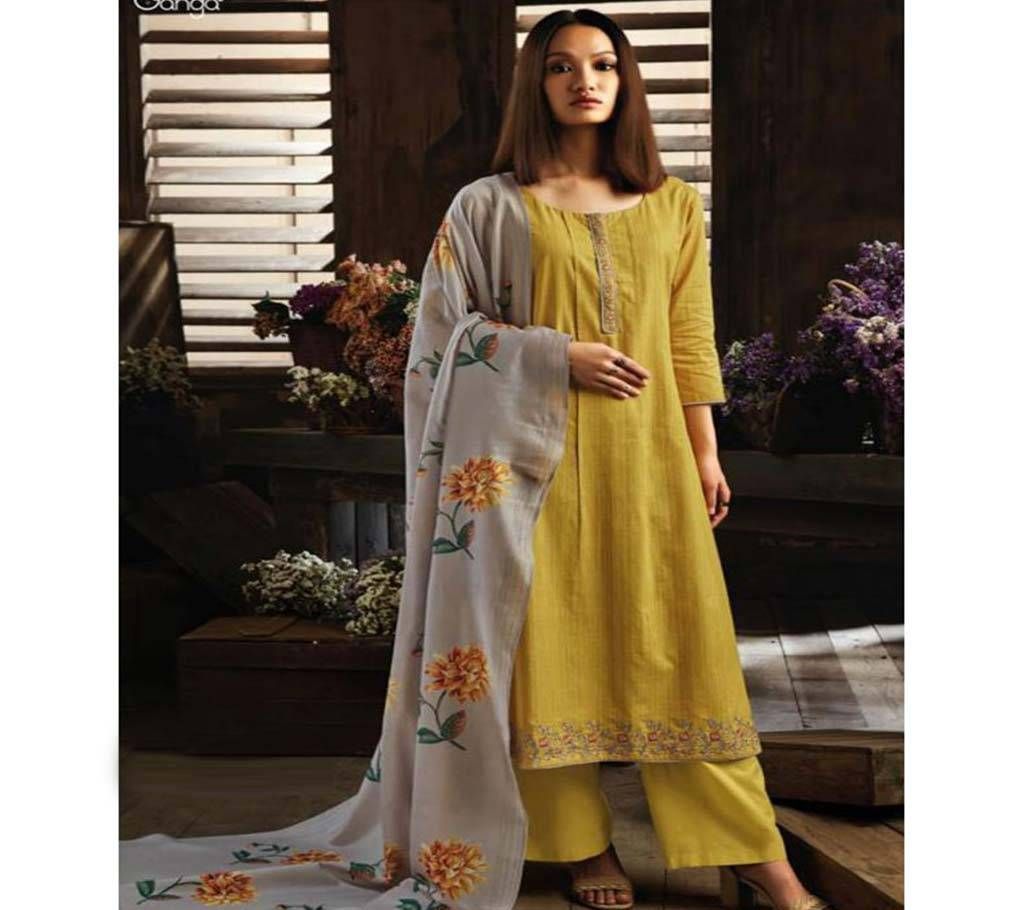 Ganga Unstitched Cotton Three Piece 7401